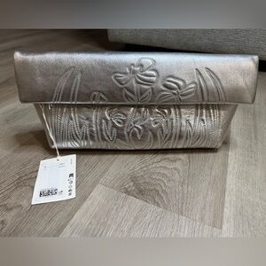 COS Silver Embroidered Clutch